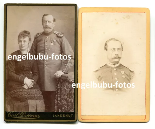 2 x PORTRAIT-FOTO - CDV - METZ / BAYERN - Offizier aus Krieg 1870/71 & 1914/18
