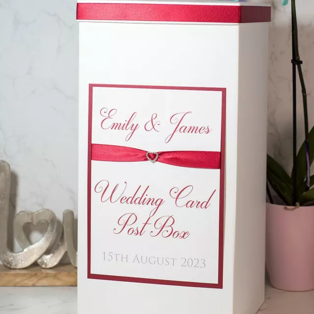 Personalised Crystal Diamante Heart Wedding Card Post Box