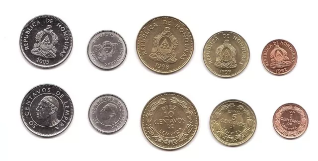 Honduras - set 5 coins 1 5 10 20 50 Centavos 1992 - 2007 UNC Lemberg-Zp