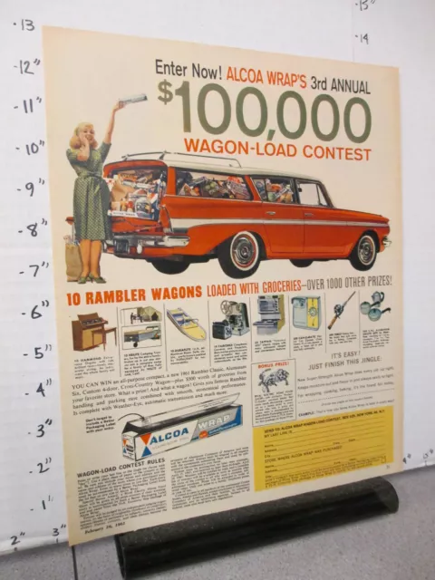 newspaper ad 1961 ALCOA Wrap aluminum foil Rambler station wagon contest