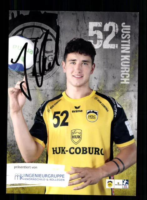 Justin Kurch HSC Coburg Autogrammkarte Original Signiert +A 231115