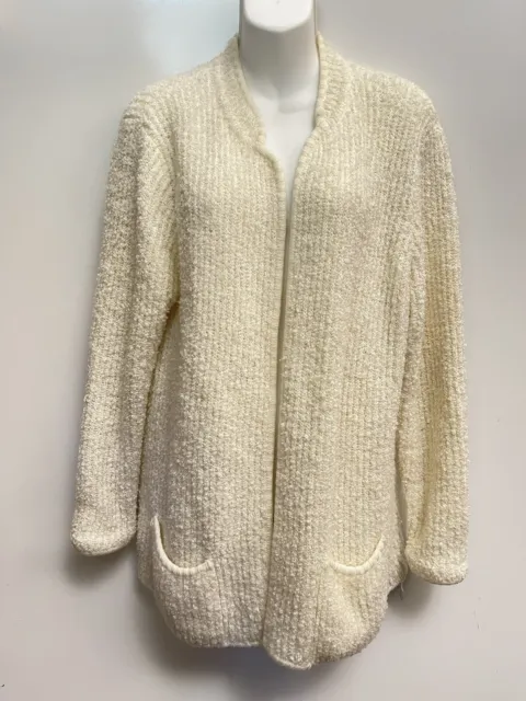 VINTAGE Cassandra Cardigan Womens 42 Open Front Sweater Knit Acrylic 90s