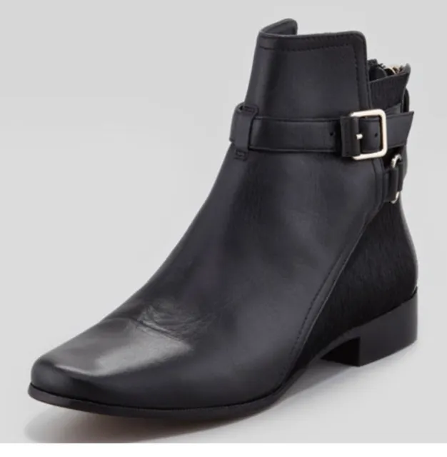 DVF  Diane Von Furstenberg Black Leather Zip Ankle Boots Sz 9
