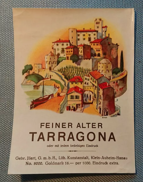 Ancien Étiquette de Vin Étiquette Label Fin Age Tarragona Illert Kunstanstalt