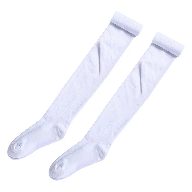 Ladies Extra High Socks Long Over the Knee Leg Warmers Hosiery White