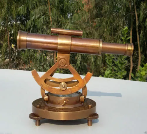 Antique Brass Transit & Alidade 5 Inch Telescope Compass Survey Instrument Gift
