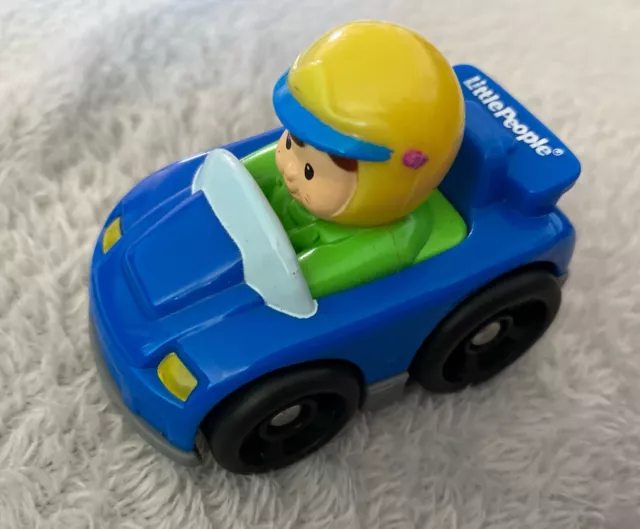 Fisher-Price Little People Wheelies Blue Racing Car  2009 Mattel 020