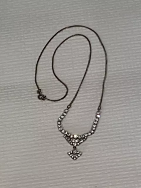Vintage Sterling Silver CZ Necklace