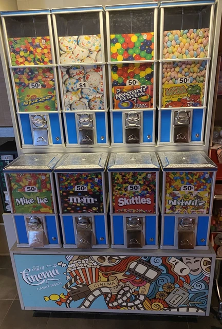 Beaver Bulk Candy Vending Machines (8) on Rack with keys Colorado