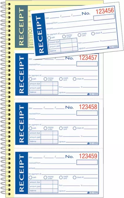 ADAMS WRITE N Stick Receipt Book, 2-Part, Carbonless, White/Canary, 5-1 ...