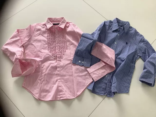 280 € RALPH LAUREN Camisa Blusa a Rayas Rosas Volantes S/M 36/38 NUEVA tan dulce