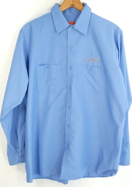 Team Penske Red Kap Button Front Long Sleeve Work Shirt Men's Large Blue