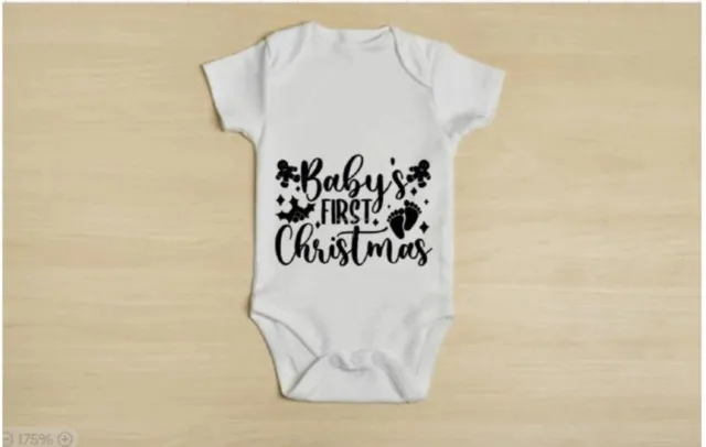 Baby's First Christmas Baby Grow 1st Xmas Sleepsuit Bodysuit- Newborn