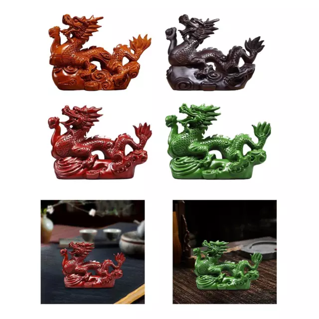 Figurine de Dragon chinois sculpté en bois, 12cm, décoration Fengshui pour