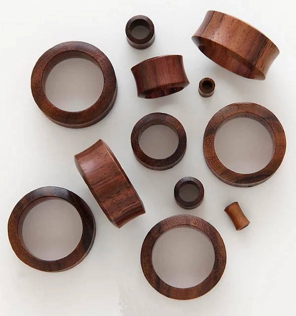 1 Pair 0g 8mm Dark Brown Sono Organic Natural Wood Tunnels Ear Plugs Gauges 476