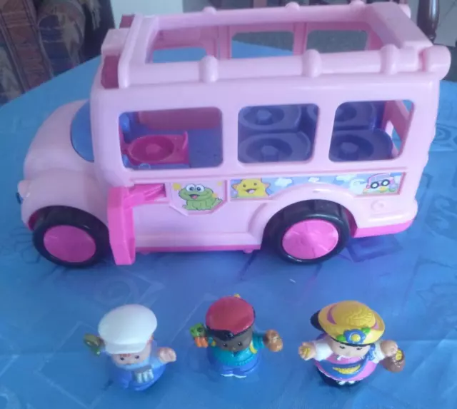 FISHER PRICE Little People -  Pink  School Bus  + 3 Little  People