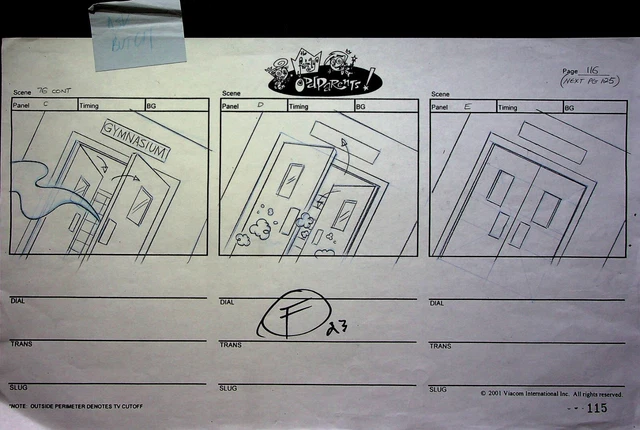 The Fairly OddParents JOHN FOUNTAIN SIGNED Hand Drawn Storyboard Page #IZ