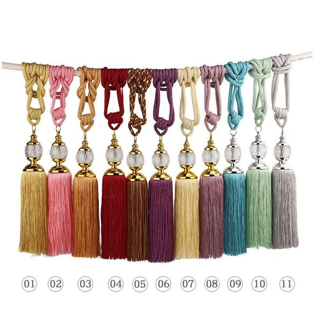 2pcs Bedroom Tie Rope Tiebacks Holdbacks Backs Beaded Ball Tassel Decor Curtain 2