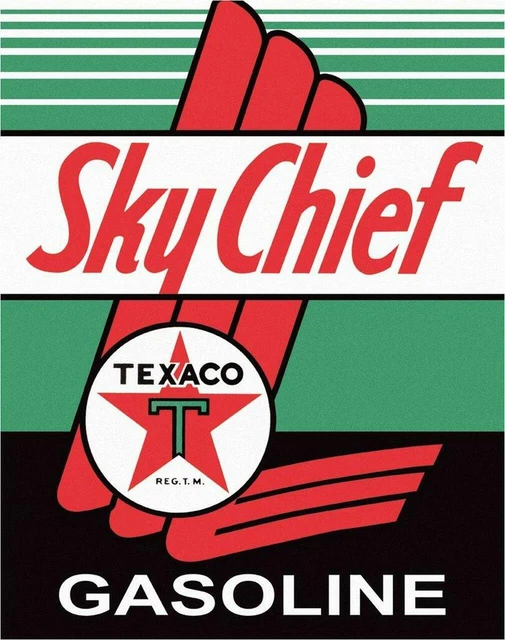 Texaco Sky Chief Gasoline Garage Mechanic Retro Metal Sign, 12.5" W x 16" H