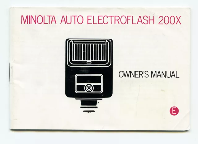 MINOLTA AUTO ELECTROFLASH 200X Owner's Manual