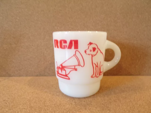 Fire-King RCA VICTOR NIPPER DOG Hutch & Sons Dealer Advertising Coffee Mug