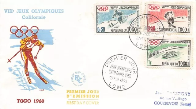 1960 winter Olympics Squaw Valley California, original FDC, Togo.