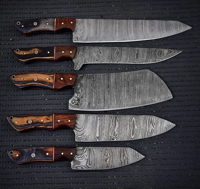Küchen Messer 256 Lagen Damaskus Stahl Handgefertigte Messer Set Mit Lederschide 3