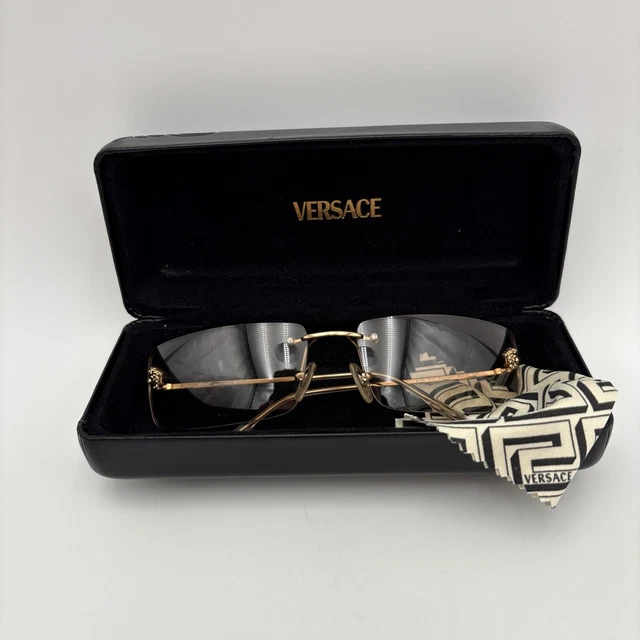 VERSACE SUNGLASSES 2002 Vintage Rimless Gold Medusa Metal  display picture 1