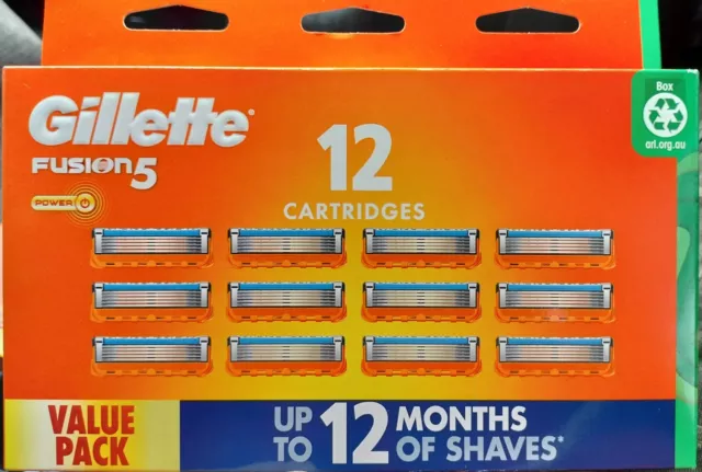 Genuine Gillette Fusion 5 Value Pack 12 pack Razor Blades Cartridges