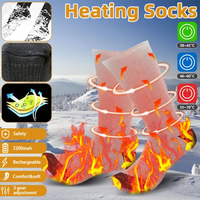 Electric Heated Socks Rechargeable Battery Winter Thermal Warm Skiing Hunting US