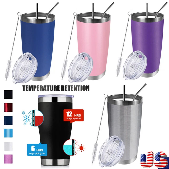 Insulated Tumbler with Lid & Straw 20oz Coffee Mug w/Handle 2 Lids & accessories