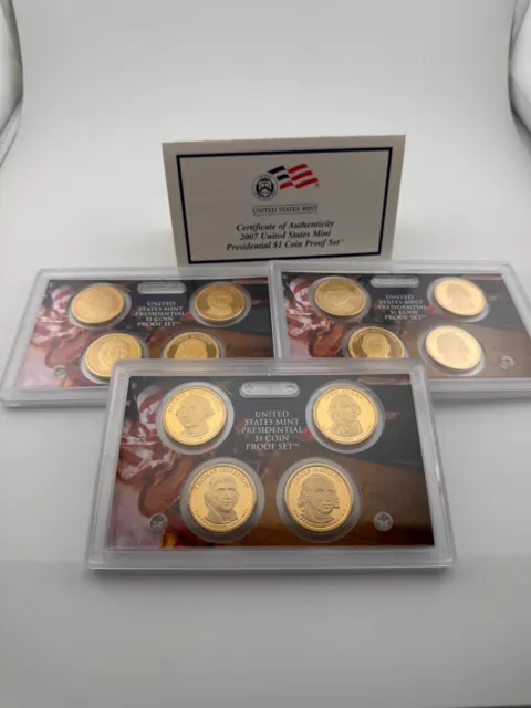 Lot of 3  2007 S Presidential PROOF Sets w/OGP-  COA (12 Coins)