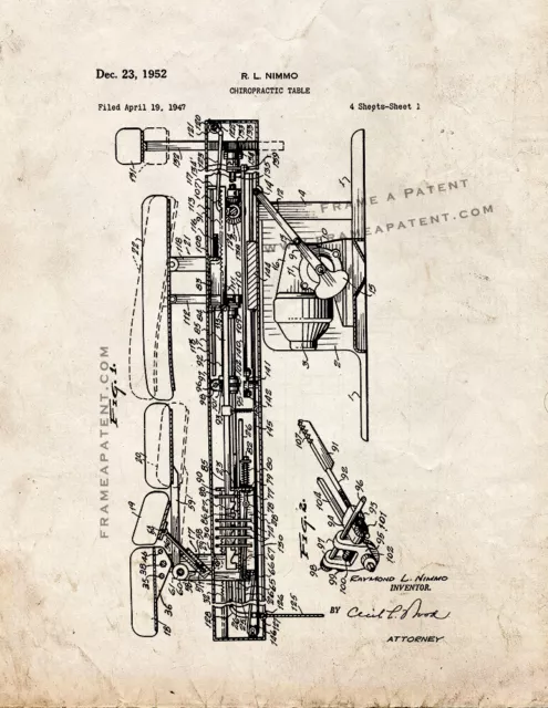 Chiropractic Table Patent Print Old Look