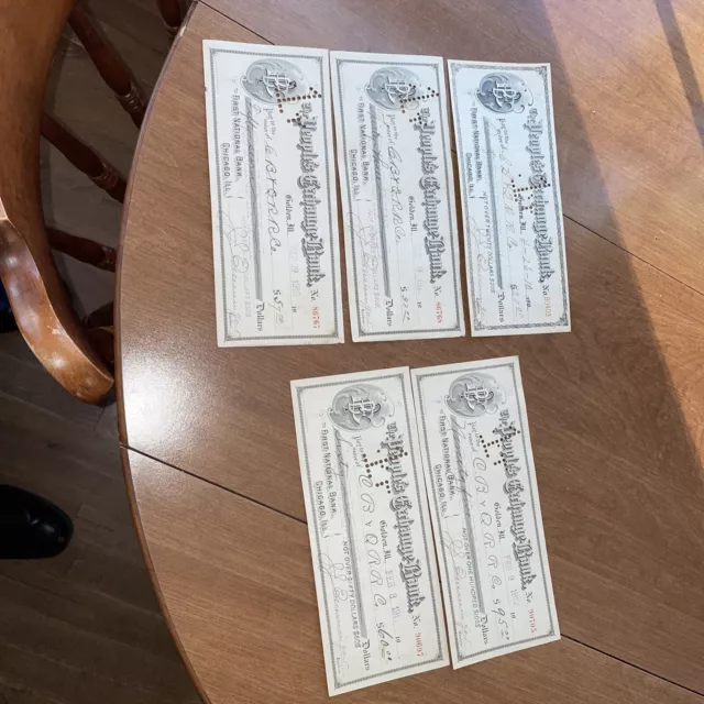 5 Cancelled Checks payable to:Chicago, Burlington & Quincy Railroad, 1910 & 1912