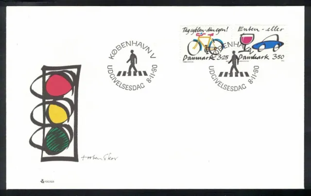 FDC Dänemark 1990, Fahrrad-Diebstahl u. Alkohol am Steuer