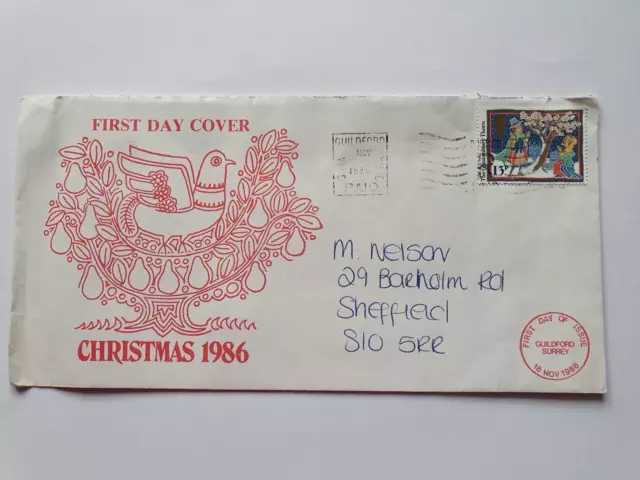 GB Stamps First Day Cover 1986 Christmas