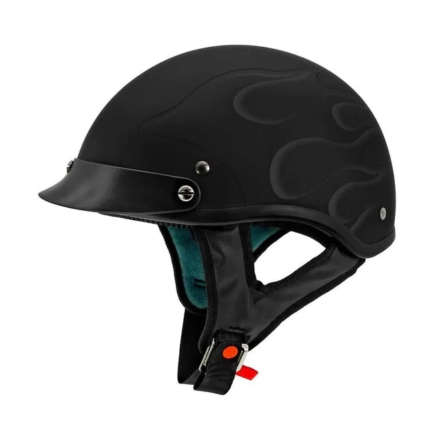 VCAN V5 HELMET Matte Black Cruiser Flame L DOT Approved Motorcycle