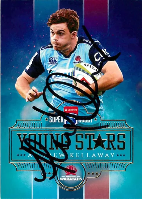 ✺Signed✺ 2017 NSW WARATAHS Rugby Union Card ANDREW KELLAWAY Young Stars