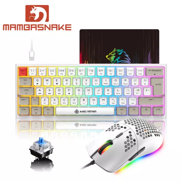 Hot-swappable Wired 60% Gaming Mechanical Keyboard and Mouse Combo RGB Backlight