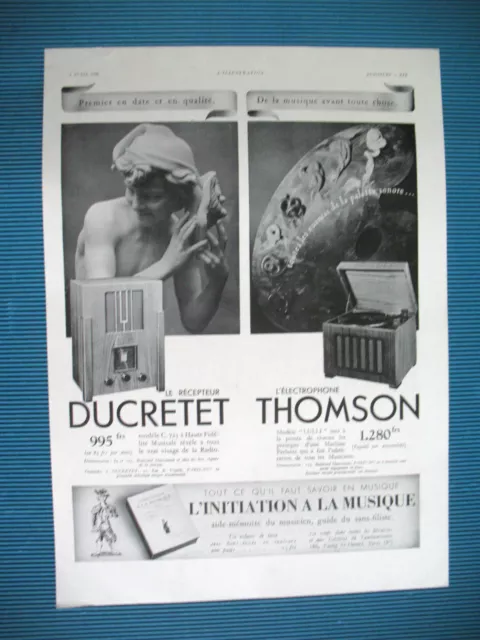 Ducretet Thomson Radio Receiver Electrophone Ad 1936 Press Release