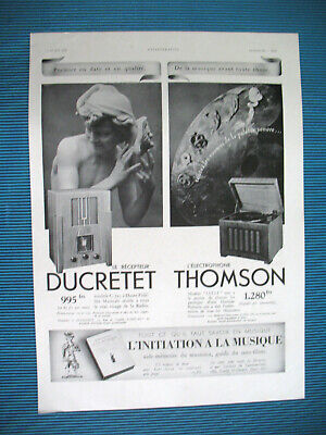 PUBLICITÉ DE PRESSE 1929 ÉLECTROPHONE THOMSON HOUSTON RICE KELLOG 