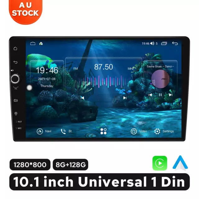 AU Stock HD 10. Inch Single Din Head Unit 8+128GB GPS Navigation for Universal