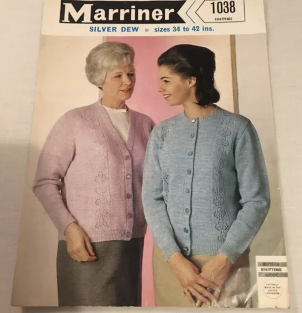 1038 Marriner Sixties Cardigans 34 to 42 Bust Vintage Knitting Pattern Rare