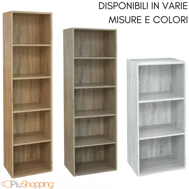 Libreria Moderna Legno Design Scaffale Parete Con Mensole Soggiorno Casa Ufficio 2