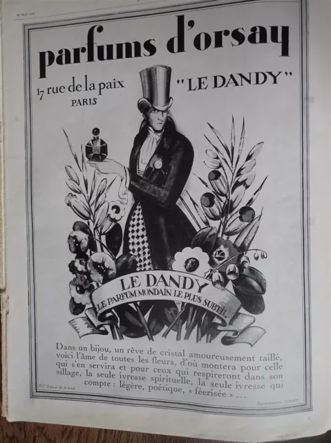 d'ORSAY parfum le DANDY + DELION + BASSFAR publicité papier ILLUSTRATION 1928