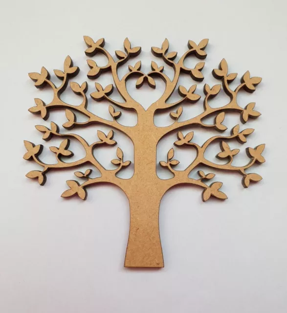 Wooden MDF Tree Shape with Hearts Craft Blank Decor Embellishments