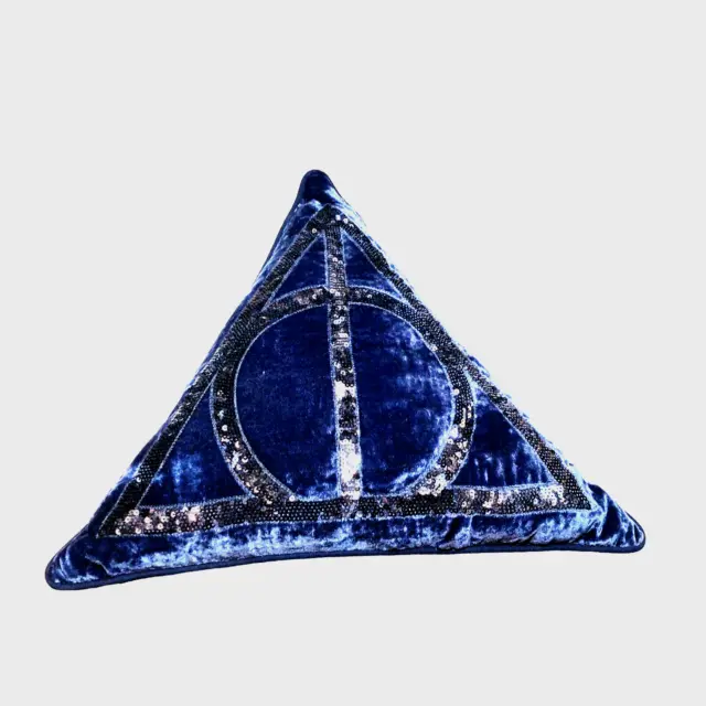 Harry Potter Pottery Barn Teen The Deathly Hallows Blue Sequin Pillow Triangle