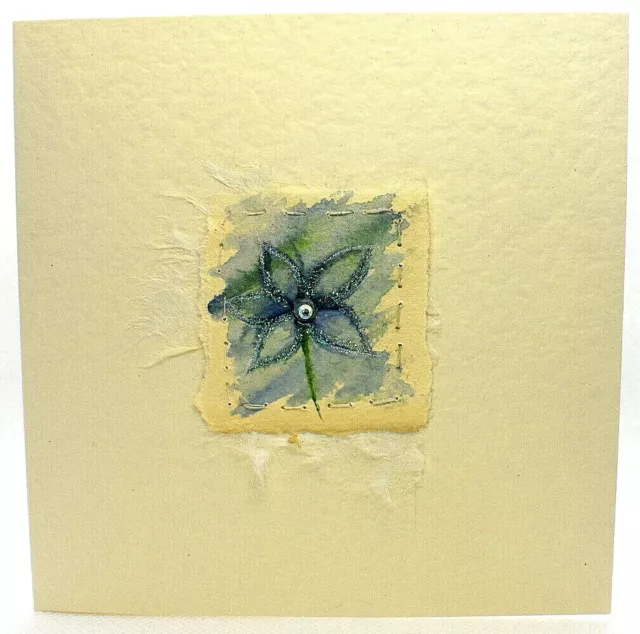 Greetings Card - Stunning Hand-painted Watercolour Flower & Diamante