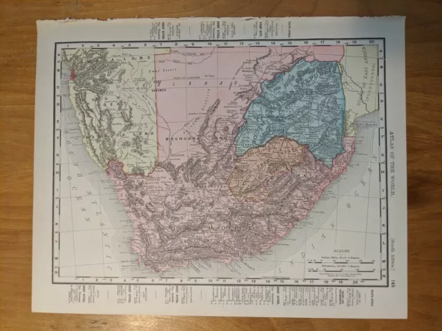 Antique South Africa Map 1899 Atlas flip North and Central Africa multicolored