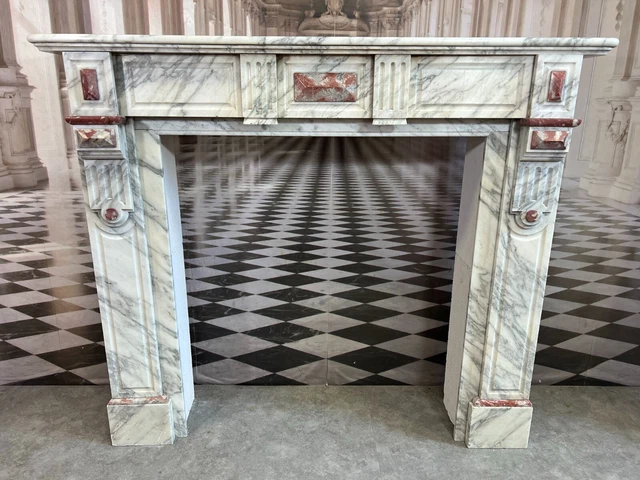 Antike Kaminumrandung Marmor Kamin Um 1920 Art Deco Mehrfarbig Feine Ader